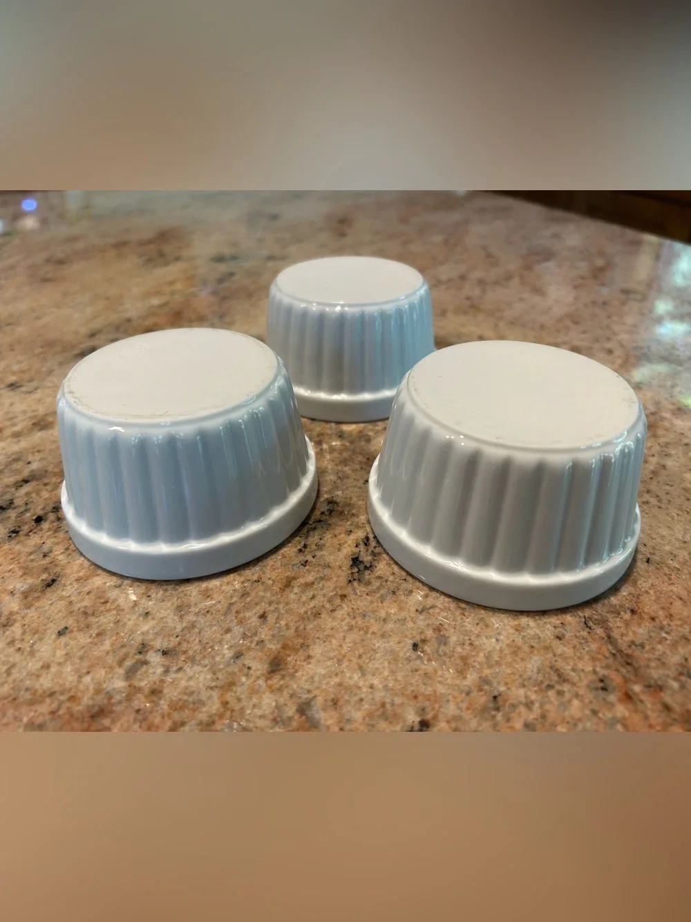 Set of (3) White Ceramic Ramekin Prep Baking Dishes 6oz w/Classic Fluted Design